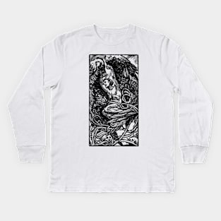 Winged Person with Skulls Kids Long Sleeve T-Shirt